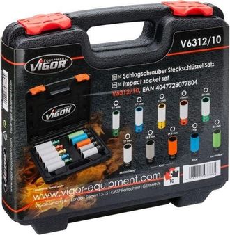 Vigor V6312/10 Juego De 10 Llaves De Vaso 1/2 Pulgada