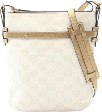 Loewe Pre-owned Repeat Anagram PVC Gecoat Canvas Leren Schoudertas - Dames - Vintage Schoudertas - Wit - ONE Size - Leer - Vintage