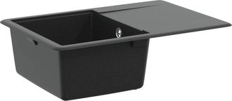 vidaXL Lavabo 80% Cuarzo Y 20% Resina 670 X 460 Mm Negro Vidaxl