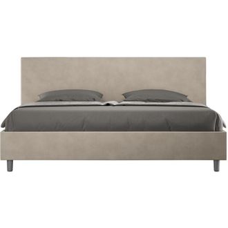 ITYhome Letto Matrimoniale King size rivestito in Microfibra - adele - Tipologia Letto: Senza Rete - Colore: Beige - Dimensione Rete: 190x200