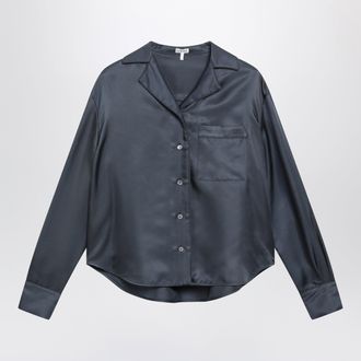 Loewe Camicia pigiama grigia scura in twill di seta