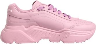 Dolce & Gabbana Roze Leren Lage Sneakers - Heren - Sneakers - Roze - 41 1/2 EU - Leer - Schoenen
