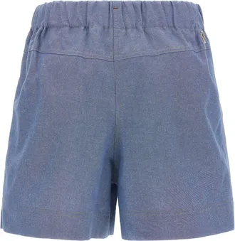 Moncler Pleated Chambray Bermuda Shorts - Blue