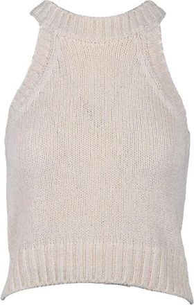 Wild Cashmere Sleeveless Knitted Crop Top - Cream