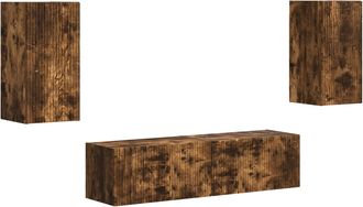 vidaXL Conjunto De Mueble De Tv 4 Uds. Roble Ahumado Vidaxl