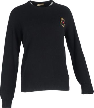 Saint Laurent Saint Laurent trui met ronde hals en geborduurde speelkaarten in zwart kasjmier