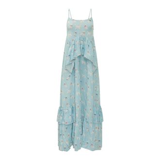 Fiorucci Maxi-jurk met hondenprint - Dames - Maxi kleedjes - Blauw - S - Kleedjes