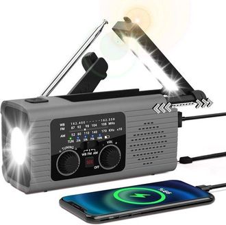 OEM Radio Emergencia 4000, Radio Fm/am Manivela Alimentaci&oacute;n Solar 4000 Mah, Linterna Conector Auriculares Emergencia Interiores Funci&oacute;n Carga Usb