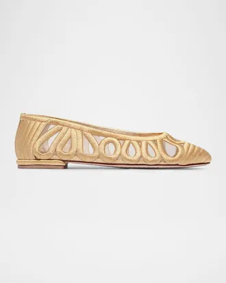 Bernardo Costa Embroidered Mesh Ballerina Flats