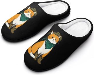 Generic Funny Cat Funny Mens Cotton Slippers Soft Non-Slip Rubber Sole House Slipper Indoor Outdoor