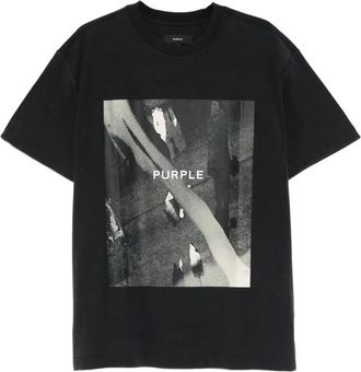 Purple graphic-print T-shirt - Black