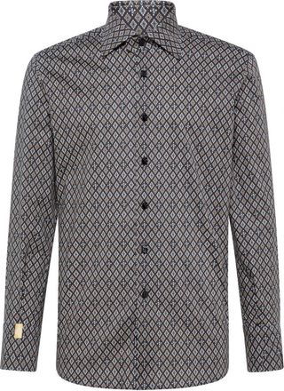 Billionaire Boys Club Silver Cut LS Flavio Geometric - Heren - Casual Overhemden - Veelkleurig - XS - Katoen - Overhemden