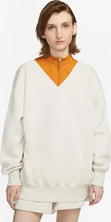 Nike Womens Nike Sportswear Phoenix Fleece Oversized V-Neck Sweatshirt in Brown | FB8317-104