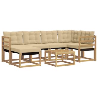 vidaXL Conjunto De Sof&aacute;s De Exterior Con Coj&iacute;n 7 Pcs Y Beige Vidaxl