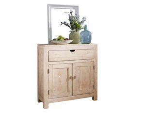 Massivmoebel24 Nature White 81 Credenza In Legno Di Acacia - Patinato / White Stone 90x40x95
