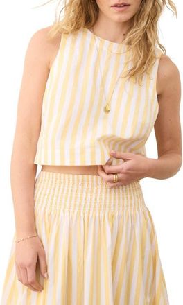 Marine Layer Quinn Stripe Sleeveless Pima Cotton Crop Top in Marigold Stripe at Nordstrom, Size X-Large