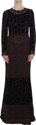 Dolce & Gabbana Floral Lace Ricamo Maxi Jurk - Dames - Avondkleed - Zwart - S - Katoen - Kleedjes