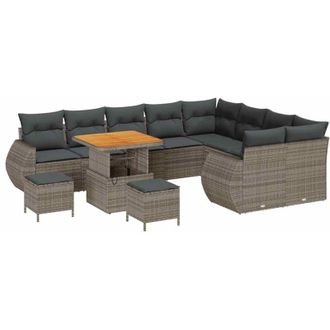 vidaXL Conjunto De Sof&aacute; De Jard&iacute;n 12 Pcs Gris 80 X 80 X 71 Cm Vidaxl