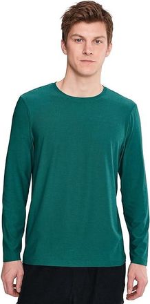 Beyond Yoga Always Beyond Long Sleeve Crew 2.0 Mens T Shirt Teal Sea Heather : 2XL, Elastane/Polyester