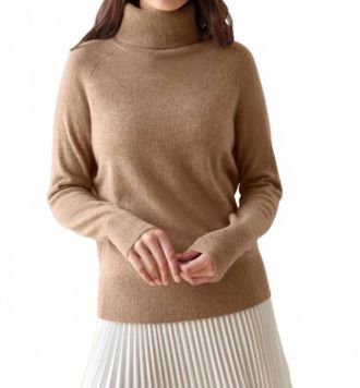 White + Warren Cashmere Essential Turtleneck Sweater In Beige