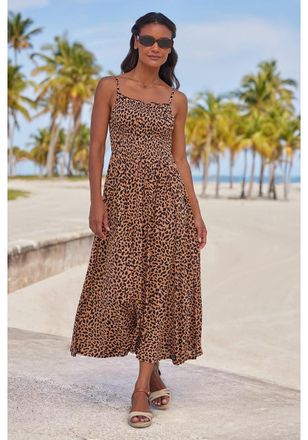 Lascana Womens Leopard Print Midi Dress