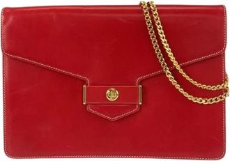 Dior Pre-owned Clutches, female, Red, Size: ONE SIZE Pre-owned Leather Chain Shoulder Bag