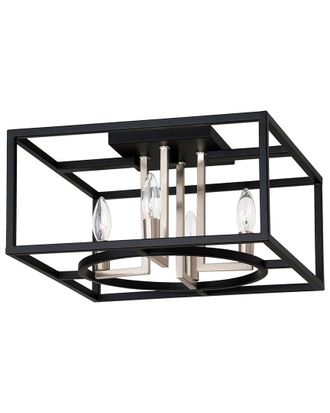 Eglo Eglo Mundazo 4 Light Open Frame Ceiling Light With Matte Black & Brushed Nickel Finish