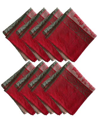 Elrene Set Of 8 Prestige Poinsettia Jacquard Napkins