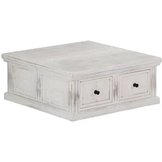 vidaXL Mesa De Centro De Madera Maciza De Mango Blanco 70x70x30 Cm Vidaxl