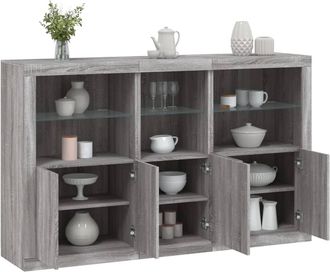 vidaXL Vidaxl - Aparador Con Luces Led Gris Sonoma 162x37x100 Cm