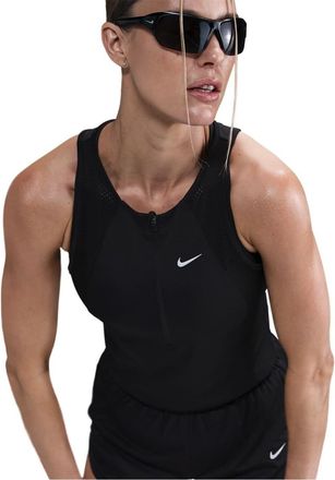 Nike Dames/Dames Run Zip Neck Vest Top (Zwart)