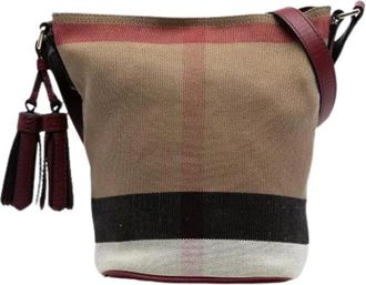 Burberry Pre-owned Bucket Bags, female, Brown, Size: ONE SIZE Pre-owned Canvas Bucket Bag