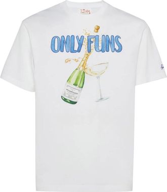 MC2 Saint Barth T-Shirts, male, White, Size: 2XL Patterned Logo T-shirt
