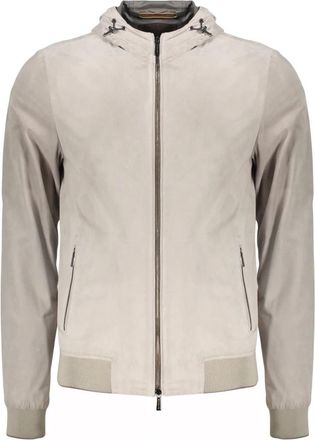 Moorer Leren bomberjack met capuchon - Heren - Bomber jackets - Grijs - 3XL - Leer - Jassen