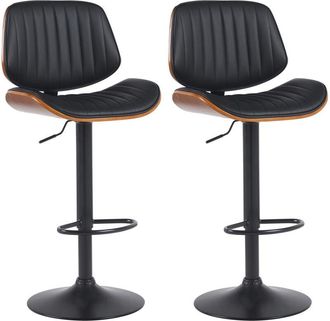 Clp Lote De 2 Taburetes De Bar Clawson Imitaci&oacute;n Cuero Nogal/negro Negro