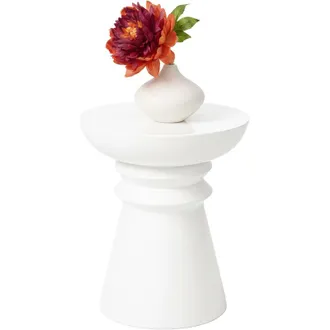Relaxdays Relaxdays Side Table & Stool, Chess-Piece Design, Living Room Decor, HxD 45 x 38 cm, Metal, White