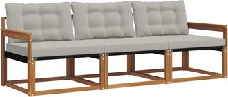 vidaXL Conjunto De Sof&aacute;s De Exterior 3 Uds. Gris Natural Y Claro Vidaxl