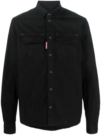 Dsquared2 Icon crystal-embellished denim shirt - men - Cotton - 48 - Black