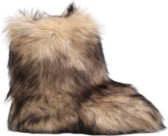 Dolce & Gabbana Brown Faux Skim Ski Fur Men Short Boots Mens Shoes