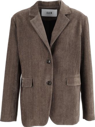 Eleh Mud Brown Corduroy Notched Lapel Blazer