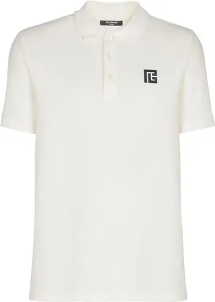 Balmain PB Logo-embroidered Cotton Polo Shirt