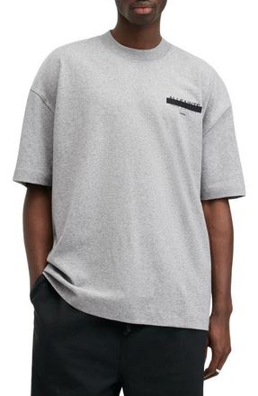 AllSaints Redact Embroidered Graphic T-Shirt in Grey Marl at Nordstrom, Size Xx-Large