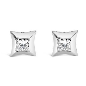 House of Brilliance 10K White Gold 1/2 Ct Invisible Princess Stud Earrings at Nordstrom
