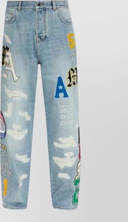 Amiri varsity patch baggy denim five pocket