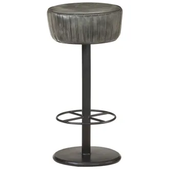 vidaXL Vidaxl - Taburete De Cocina De Cuero Aut&eacute;ntico Gris Envejecido