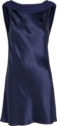 Reformation Jonelle Silk Mini Dress - Navy - XL (UK16 / XL)