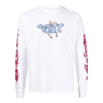 Off-white Off-white Graff White Pupp Skate T-shirt Met Lange Mouwen, Wit