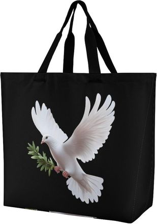 Generic Peace Reusable Shopping Bags Large Capacity Grocery Bag Heavy Duty Tote for Women 40x40x16cm