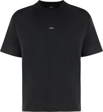 A.P.C. Boxy Micro Logo katoenen T-shirt met ronde hals - Heren - T-shirts - Zwart - S - Katoen - Tops