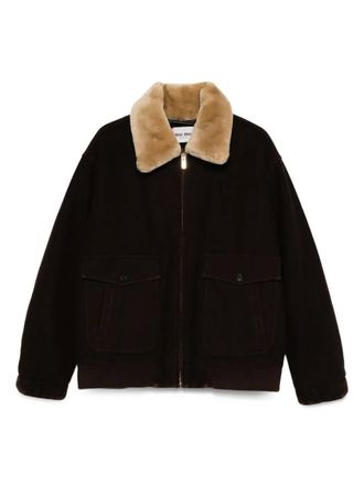 Miu Miu Giacca con collo in pelliccia sintetica - Marrone